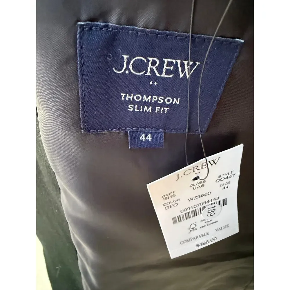 NWT J.Crew Thompson Velvet Blazer 44 Dark Forest Green Slim Fit $498
